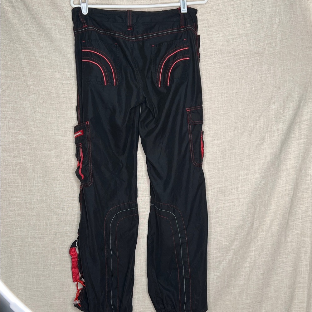 Vintage Y2K Kikgirl RaverBlack Cargo Pants with Red Accents - Picture 6 of 10